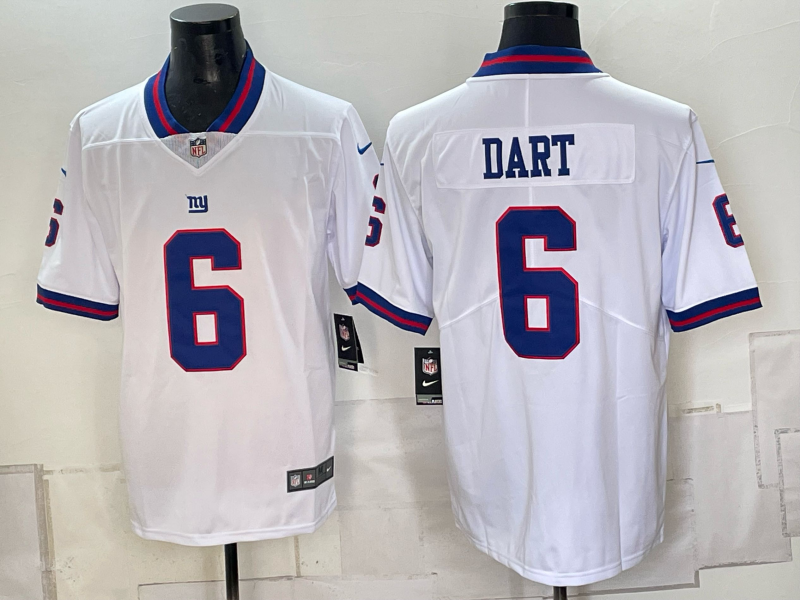 Men's New York Giants Jaxson Dart #6 White Game Jersey