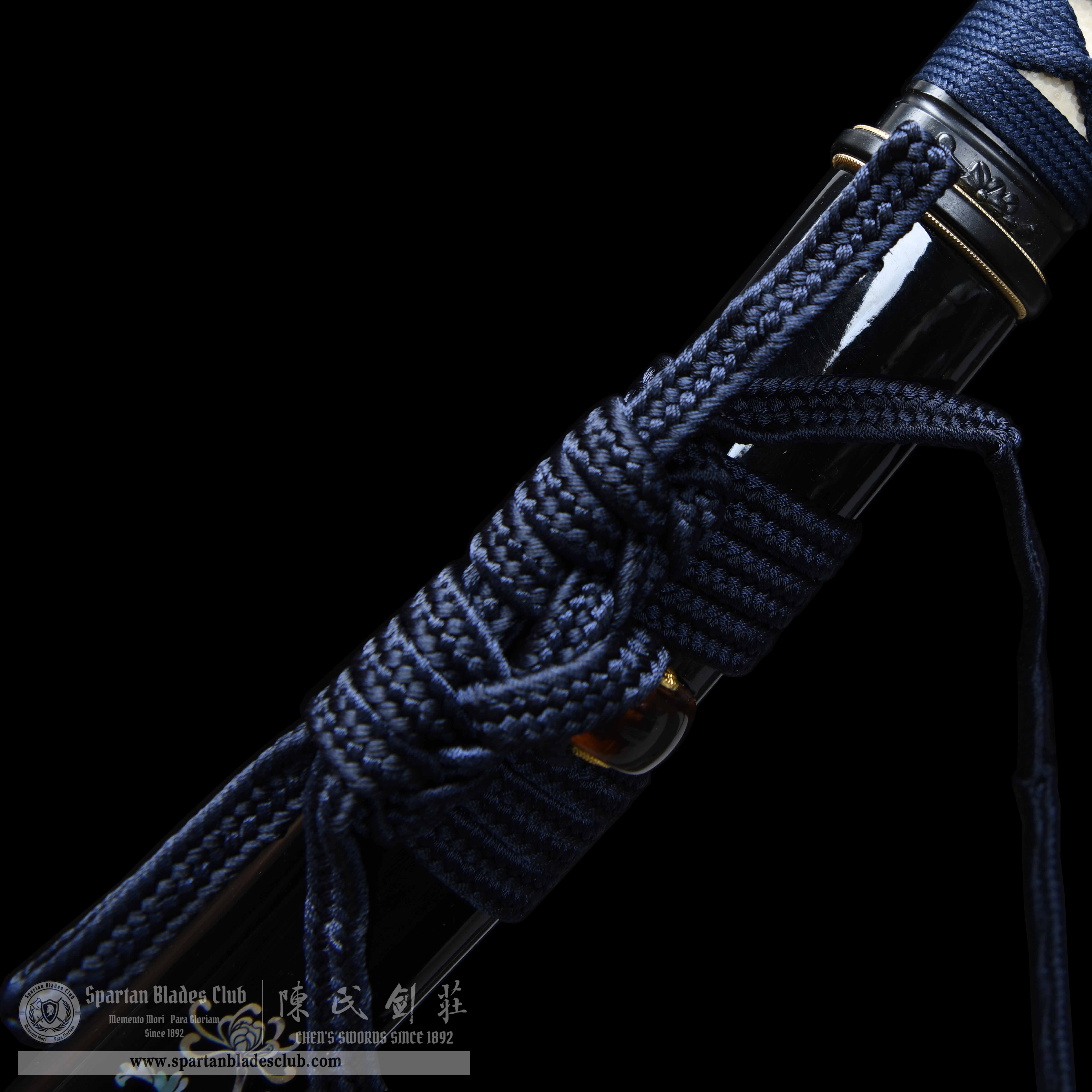 HY183 | Lanqiuju | Tanto | T10 Steel | Clay-tempered | Real Hamon | Black&Blue | Flower | Battle-Ready | Full-tang | Spartan Blades Club | CHEN'S SWORDS 1892 - Spartan Blades Club - 陳氏劍莊1892