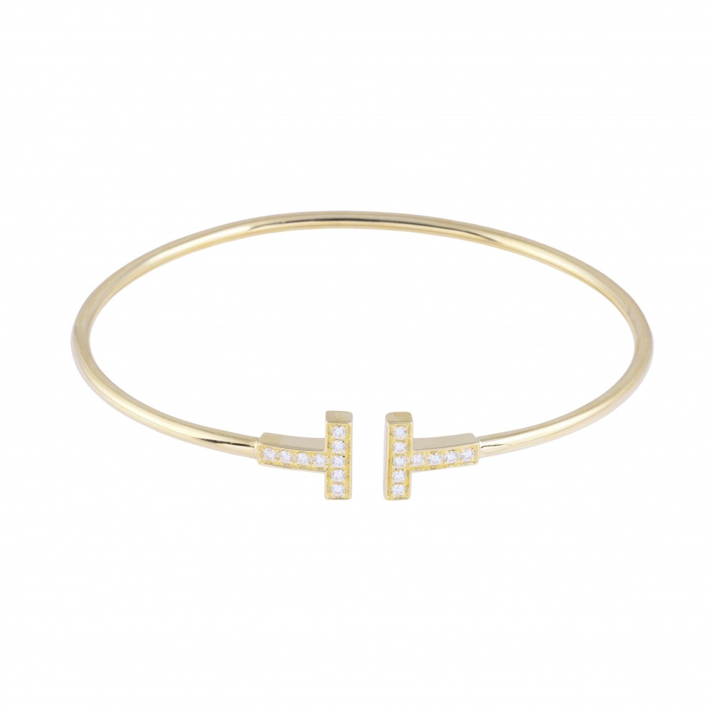 Tiffany & Co. Tiffany T Bracelet 18K Yellow Gold Diamond