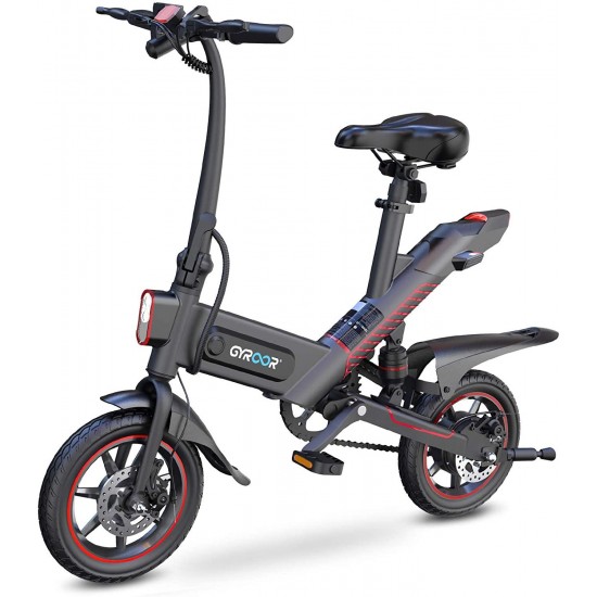 C3 Electric Bike for Adults, 450W eBike with 18.6MPH up to 28 Mileage, 14in Air-Filled Tires, Dual Disc Braking, 3 Riding Modes