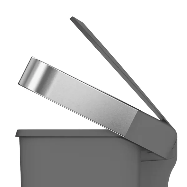 45 Liter / 12 Gallon Rectangular Kitchen Step Trash Can with Soft-Close Lid, Grey Plastic