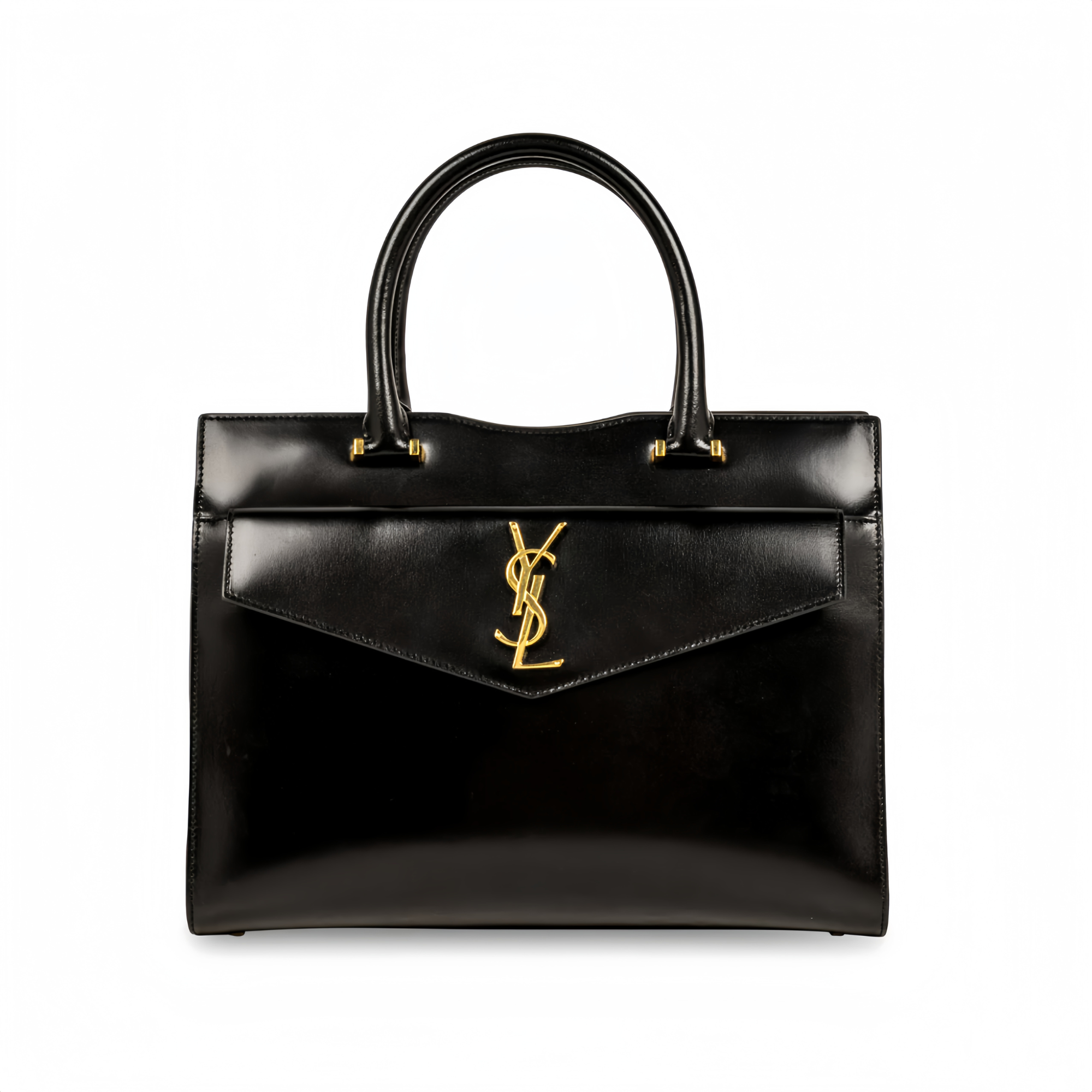 Saint Laurent Uptown Medium Leather Tote Bag Black 31Cm