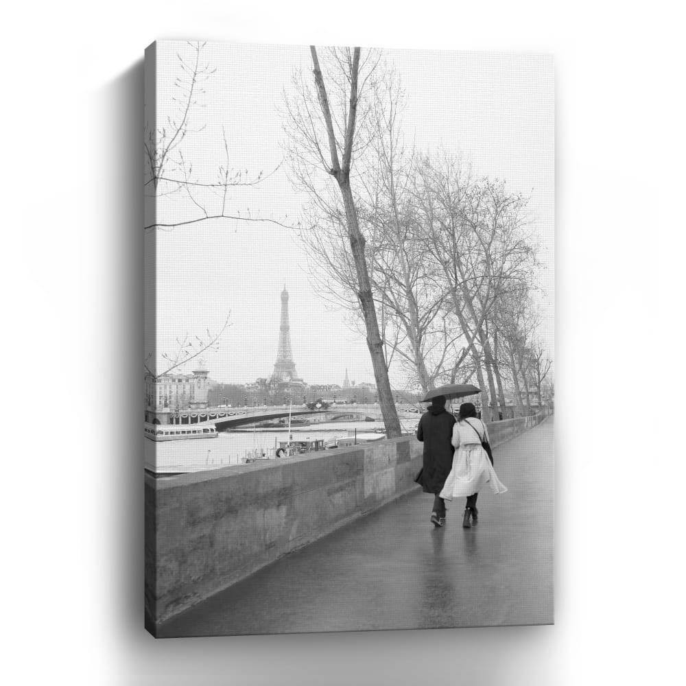 Paris in The Rain I Love Canvas Giclee Gray 16x22 x 24x22 | Polyester