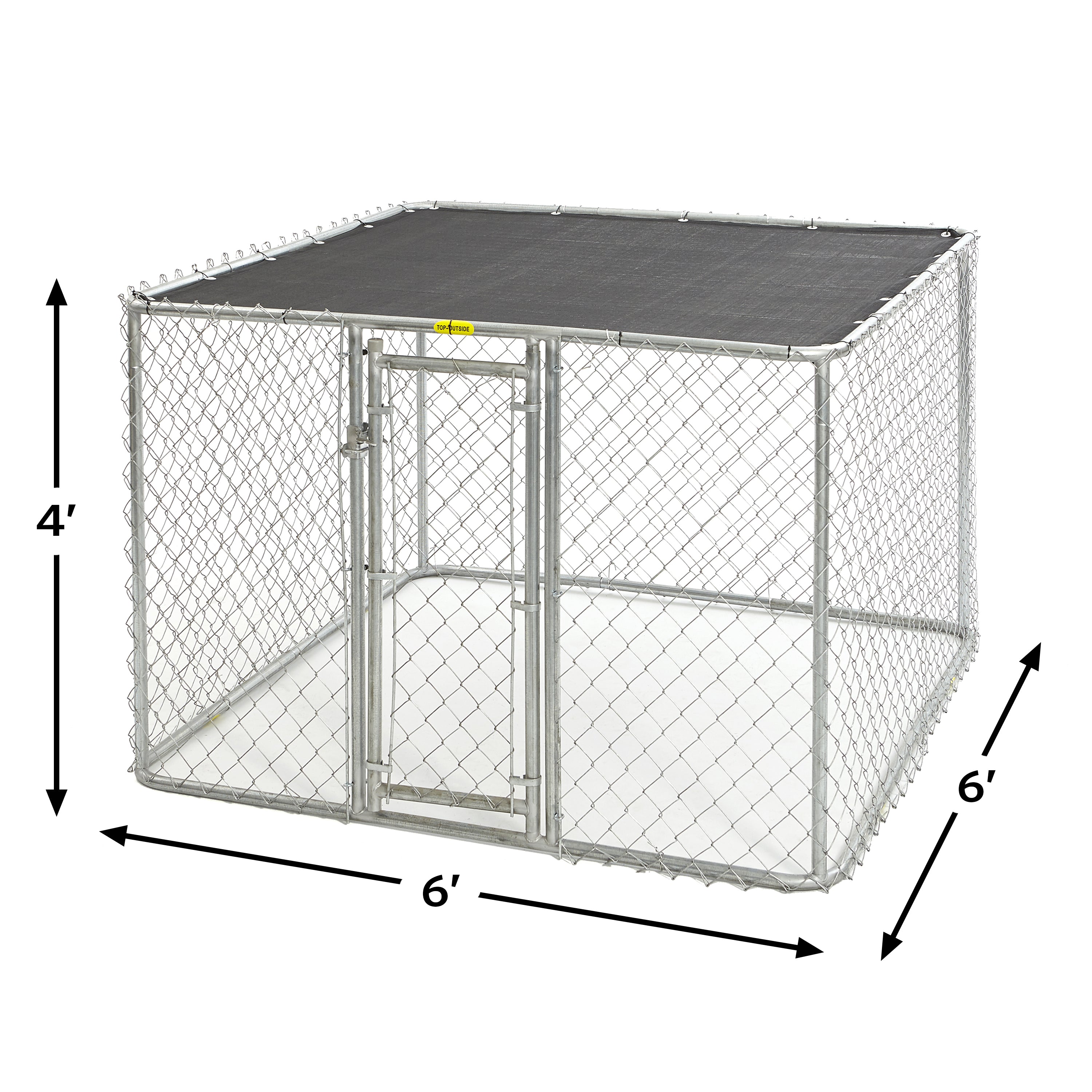 Chain Link Portable Outdoor Dog Kennel | Outdoor Dog Kennel Measures 6’x’6’4′ and Includes Sunscreen