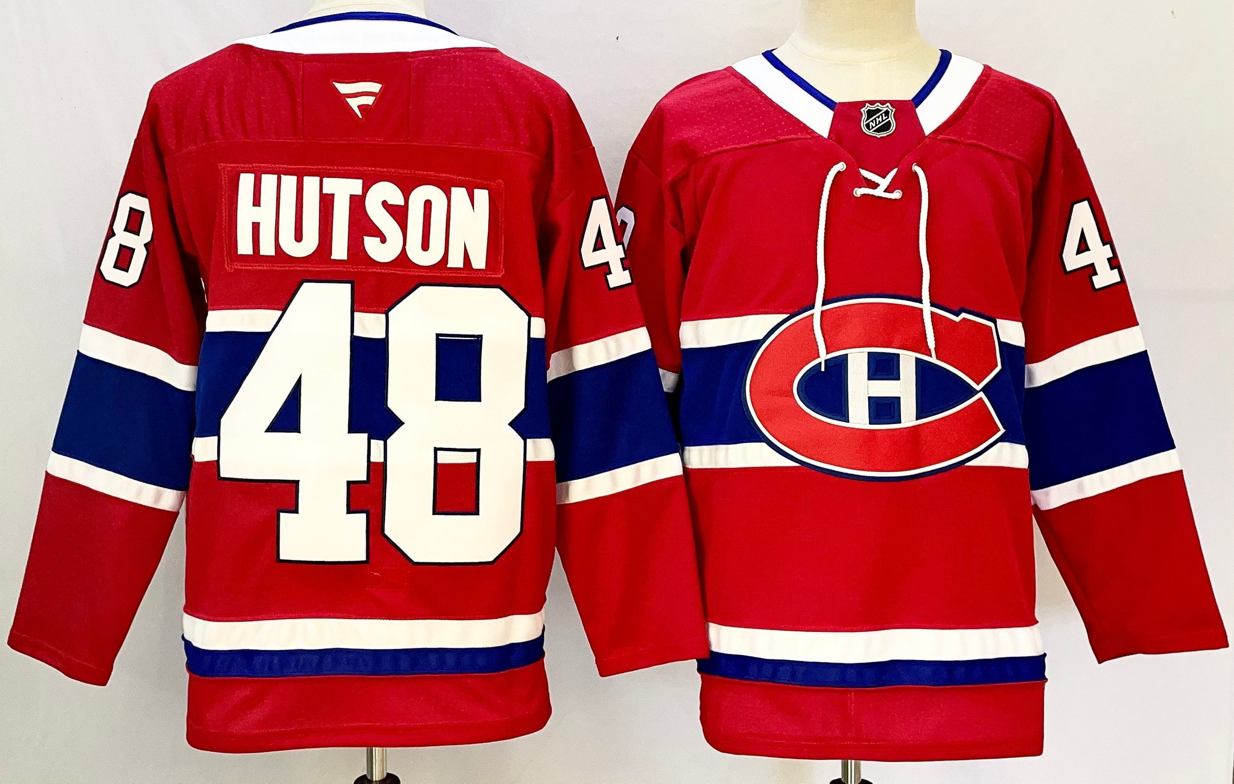 Men's Montreal Canadiens Lane Hutson #48 Fanatics Red Home Breakaway Jersey