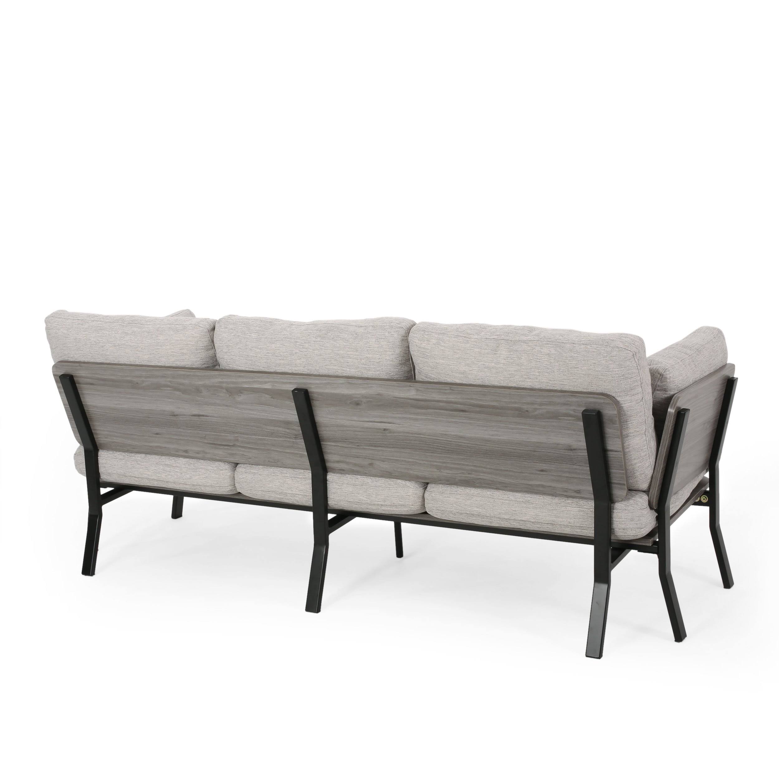 Athea Mid-Century Modern 3 Seater Wood Frame Sofa - Navy Blue