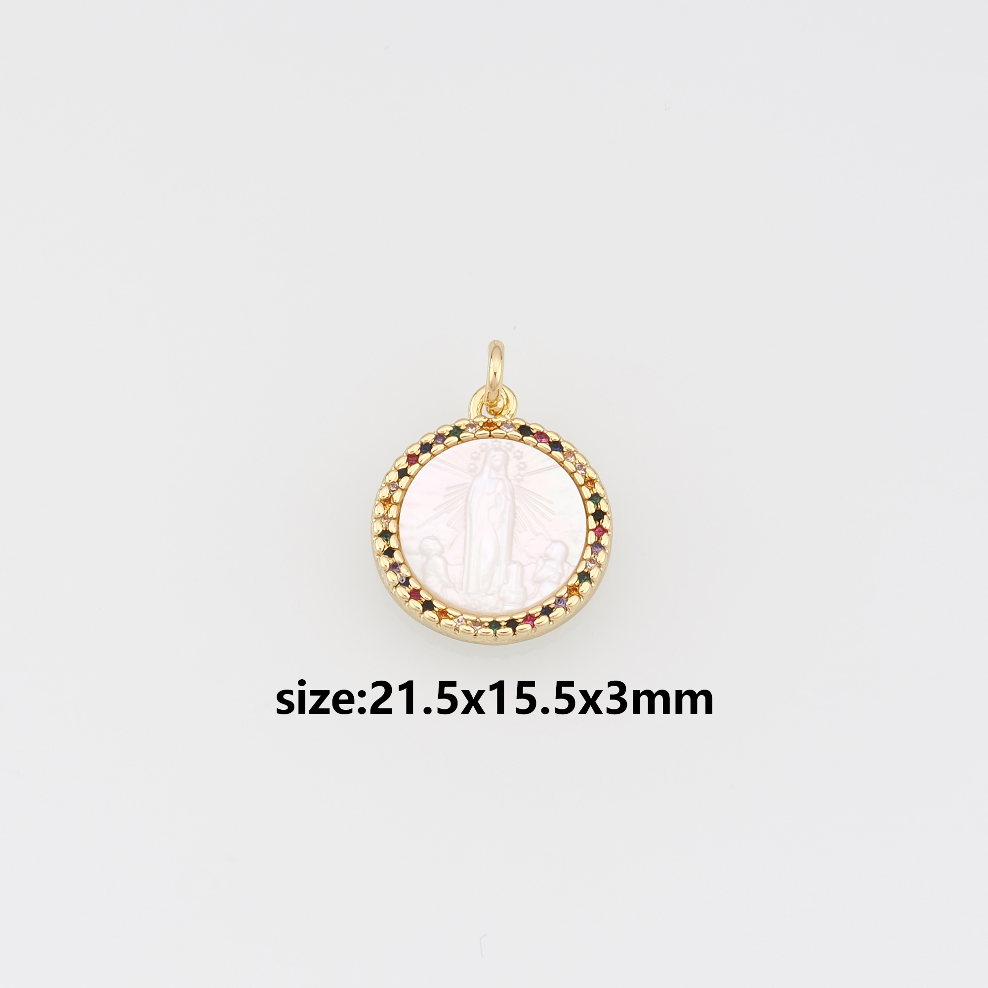 18K Gold Filled Virgin Mary Pendant,CZ Micro Pave Virgin Mary Charm Earrings Necklace for DIY Jewelry Making Supply