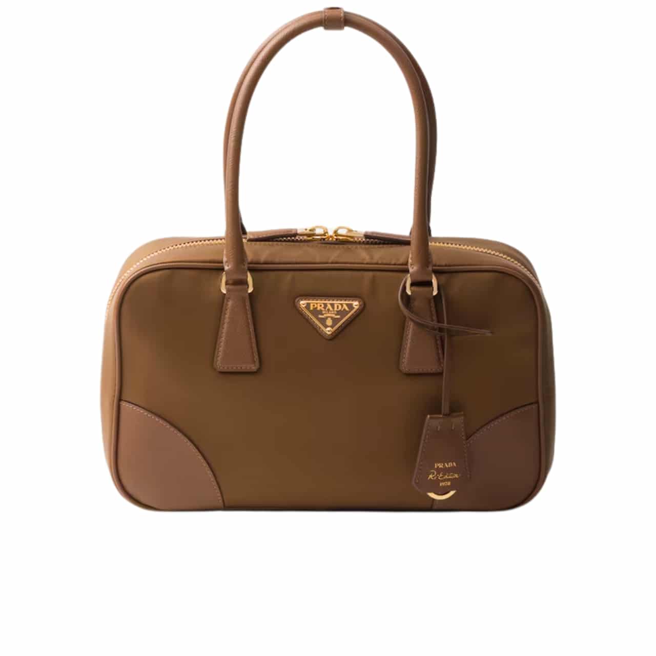 Prada Re-Edition 1978 Medium Re-Nylon And Saffiano Leather Two Handle Bag Cork Beige 30Cm