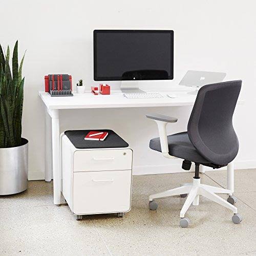 Poppin White Mini Stow 2-Drawer File Cabinet, Rolling