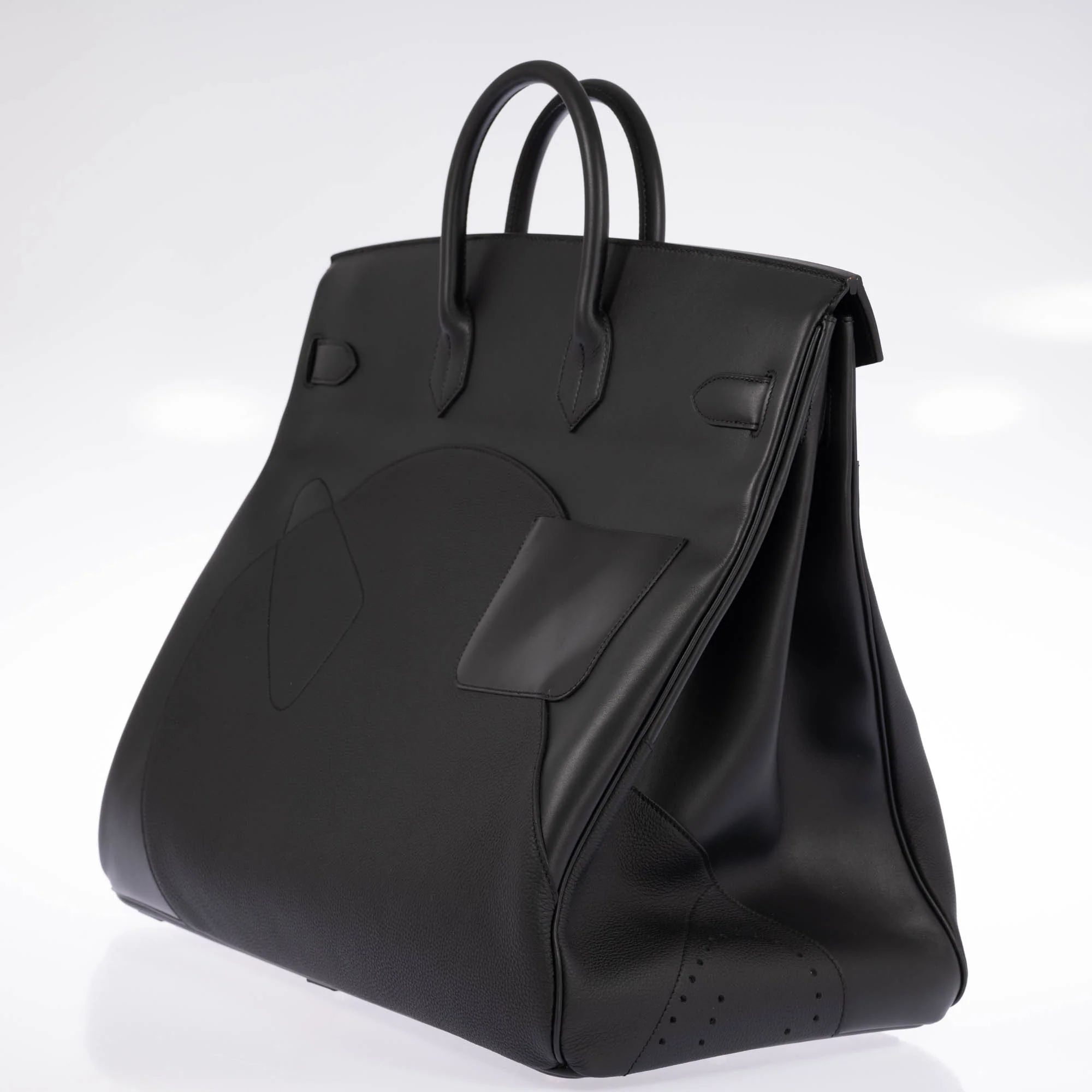 Hermès HAC 50 en Selle Noir Togo/Swift/Box Palladium Hardware