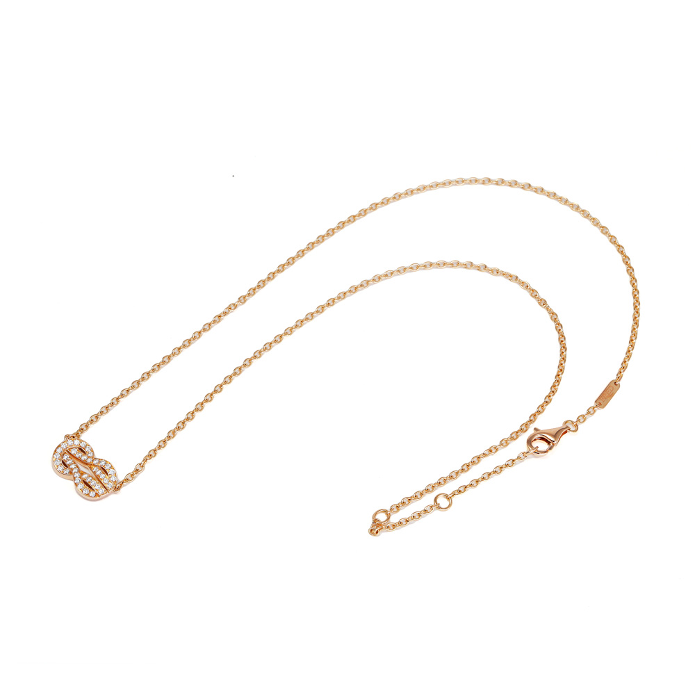 FRED Chance Amphini Full Diamond Necklace 18K Rose Gold 7B0223