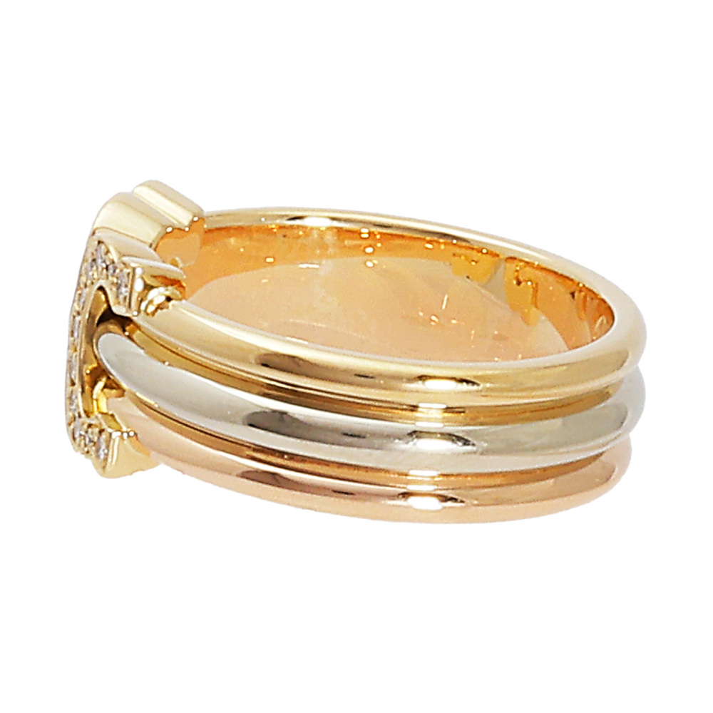 Cartier C Do Double Diamond Ring Tri-Gold