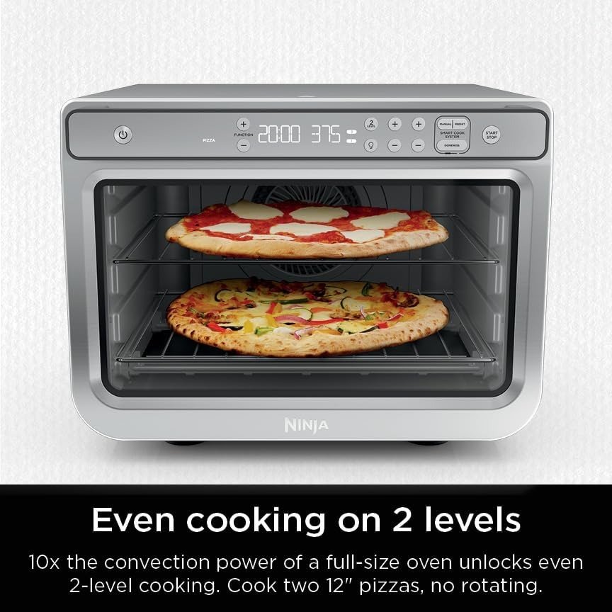 10-in-1 Air Fry Digital Countertop Convection Toaster Oven with Air Fry, Air Roast, Broil & Bake, Pro Cook Thermometer, 1800 Watts, Stainless Steel