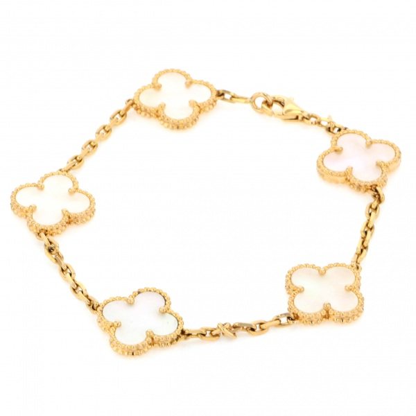 Van Cleef & Arpels Bracelet Vintage Alhambra 5 Motifs 18K Yellow Gold Mother of Pearl