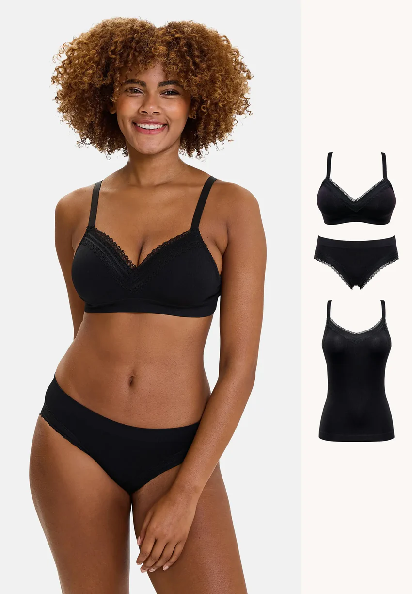 Ensemble Agathe Noir avec caraco