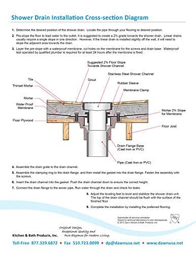 Dawn LBE120304 Brisbane River Series - Linear Shower Drain 12x22L