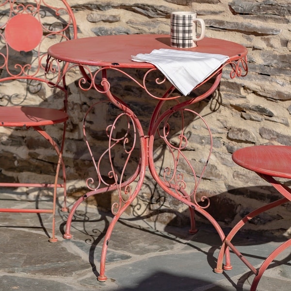 Three Piece Metal Bistro Set in Flamingo Pink