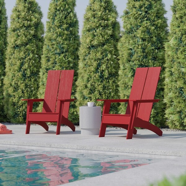 Modern Dual Slat Back Adirondack Style Chairs (Set of 2)