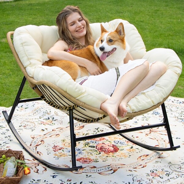 Nicesoul Outdoor Indoor Royal Rocking Papasan Recliner Rocker Chair
