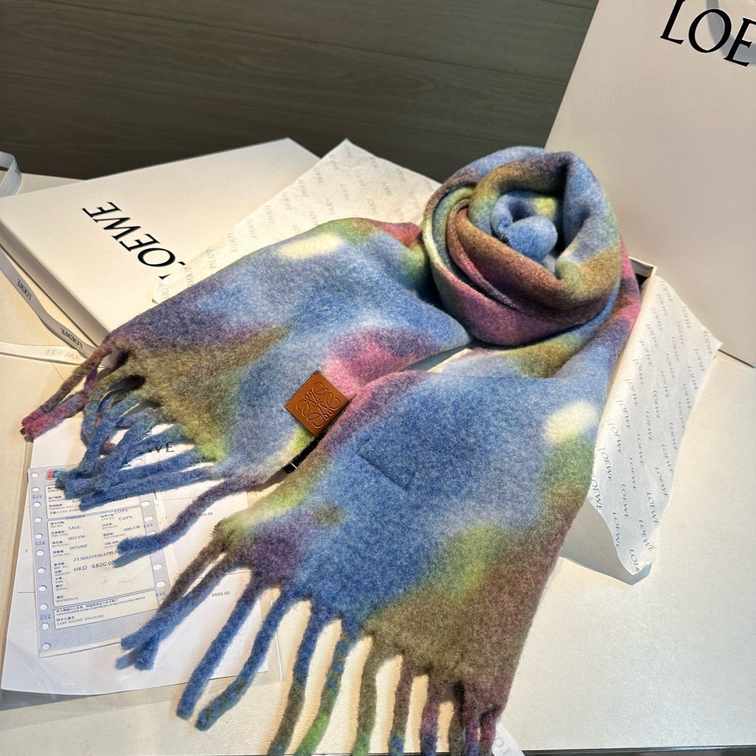 Loewe Mohair Scarf Tie-Dye Multicolor For Women 185cm