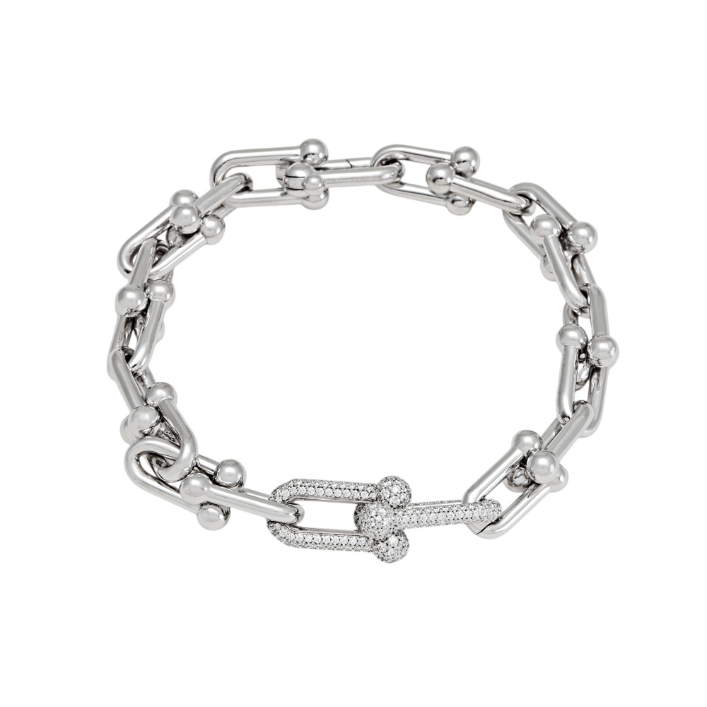 Tiffany & Co. Hardware Link Bracelet 18K White Gold Diamond 71792617