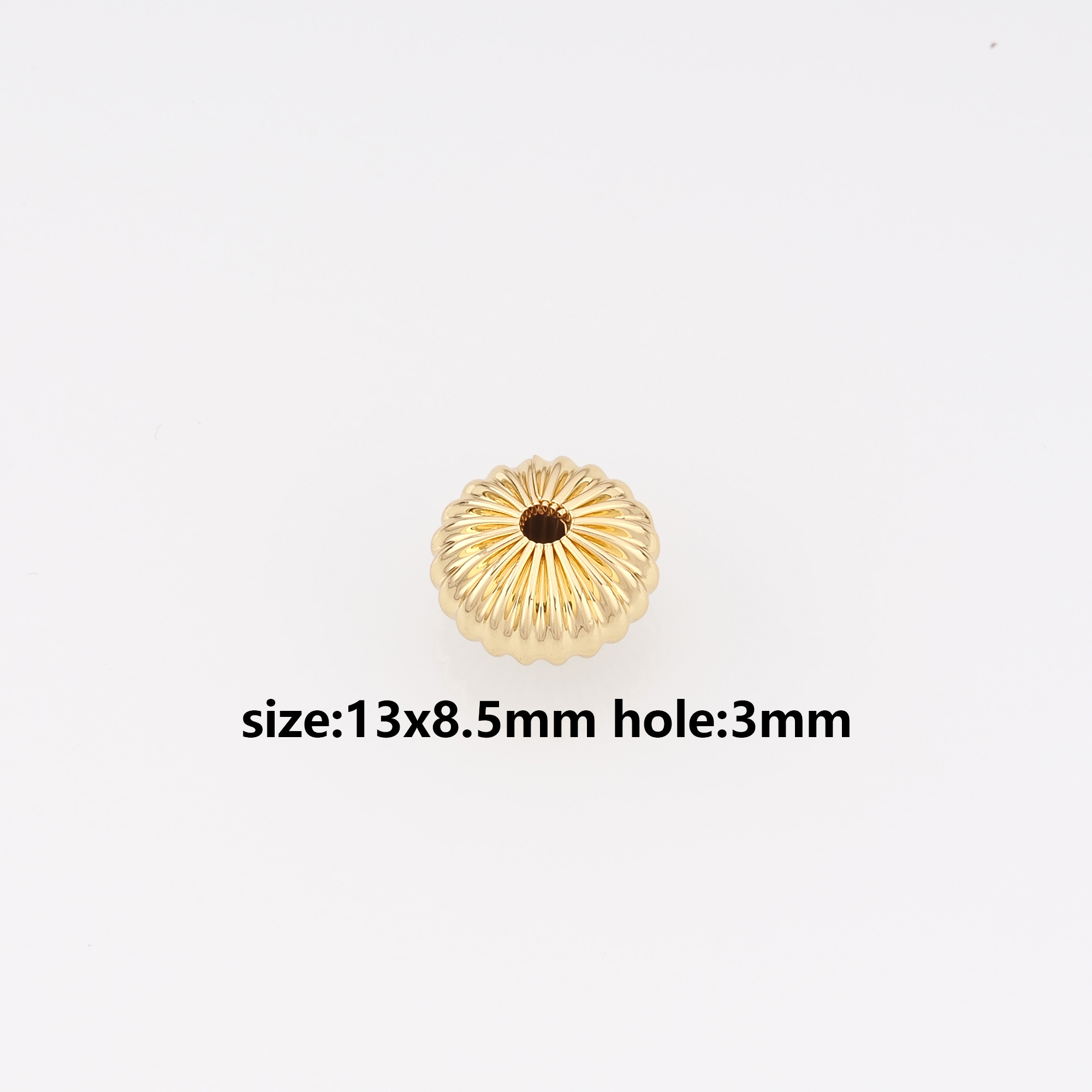 18K Gold Filled Round Spacer Beads,Corrugated Beads for Bracelet Jewelry Necklace Making Supply