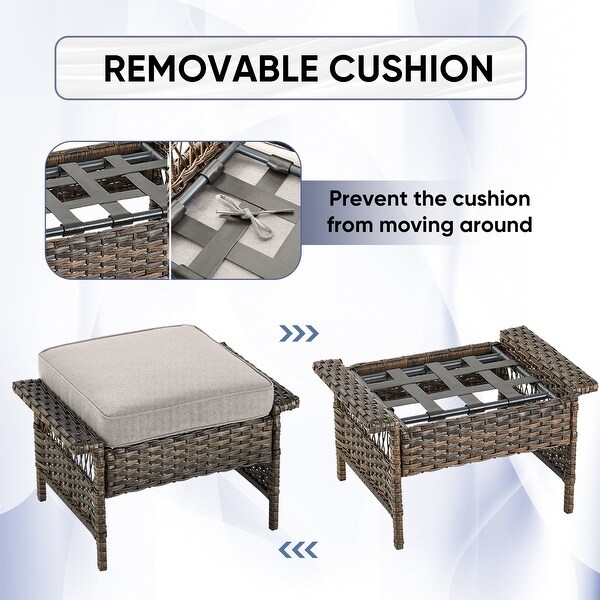 Patio Sofa with Club Chairs,Ottomans,Table