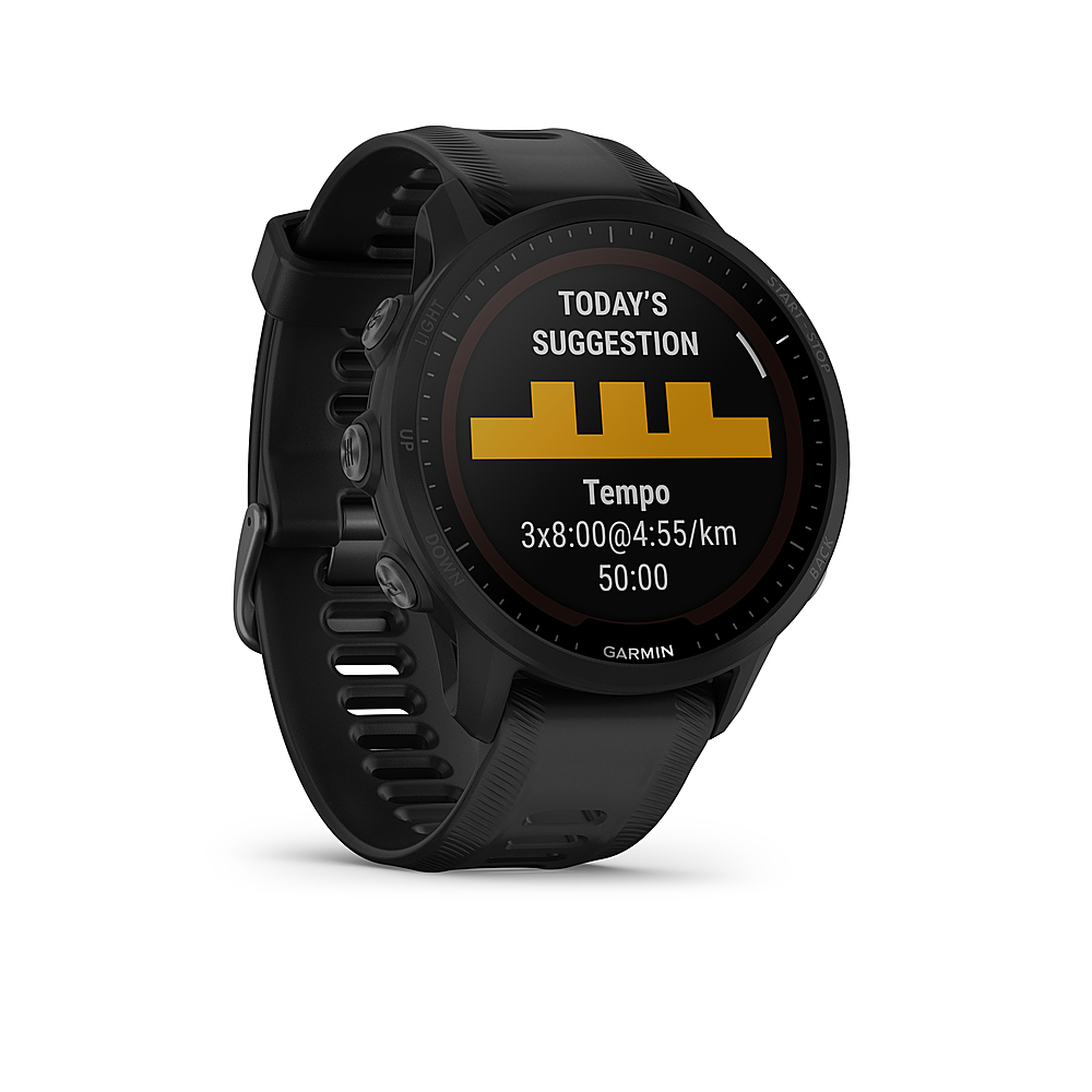 Garmin - Forerunner 955 Solar GPS Smartwatch 47 mm Fiber-reinforced polymer - Black
