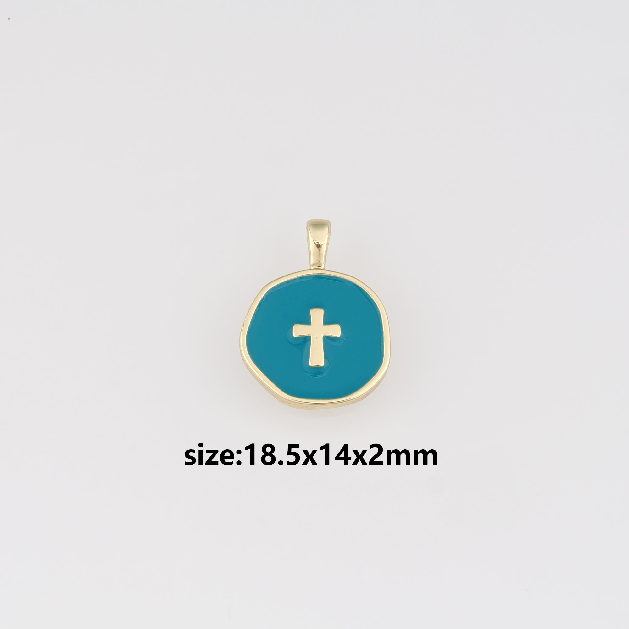 18K Gold Filled Cross Pendant,Enamel Religious Charm Earrings Necklace for DIY Jewelry Making Supply