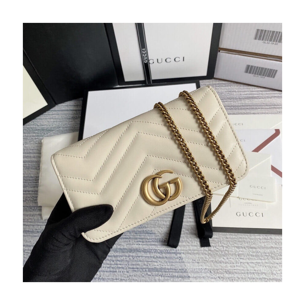 Gucci GG Marmont Mini Bag In White Leather