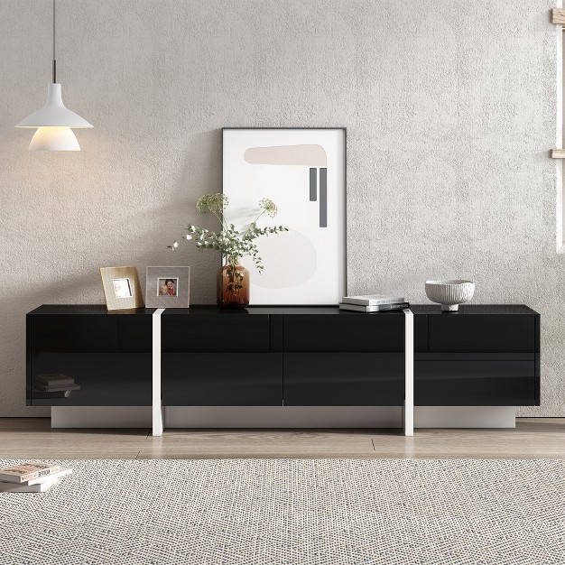 Modern Tv Stand For Tvs Up To 80 x27 x27 With High Gloss Uv Surface modernluxe