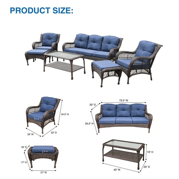 6piece Resin Wicker Patio Furniture Conversation Set with High Back