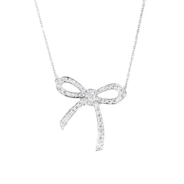 Tiffany & Co. Tiffany Diamond Bow Necklace PT950 Platinum