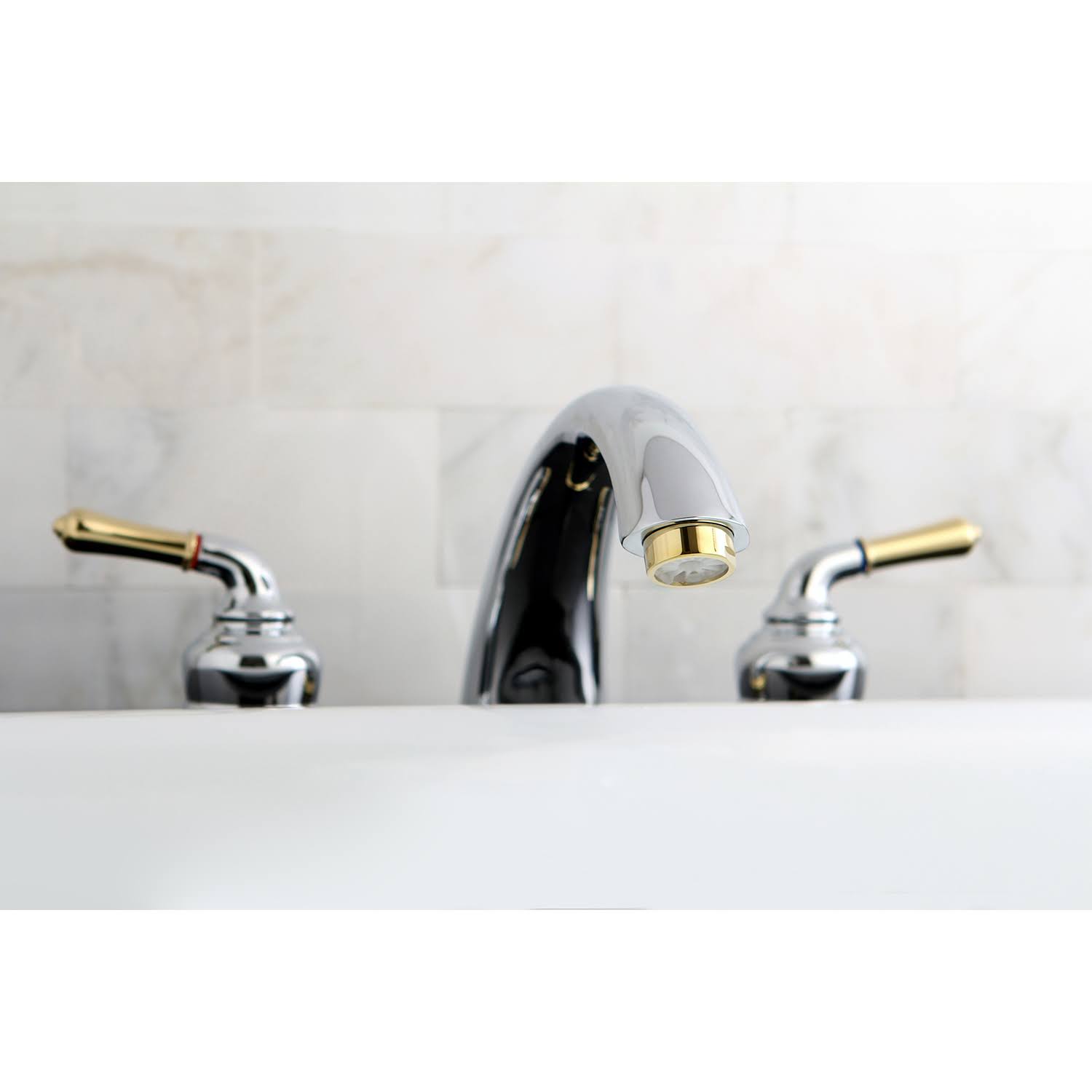 Kingston Brass Magellan Chrome u0026 Polished Brass Two-Handle Roman Tub Filler KC364
