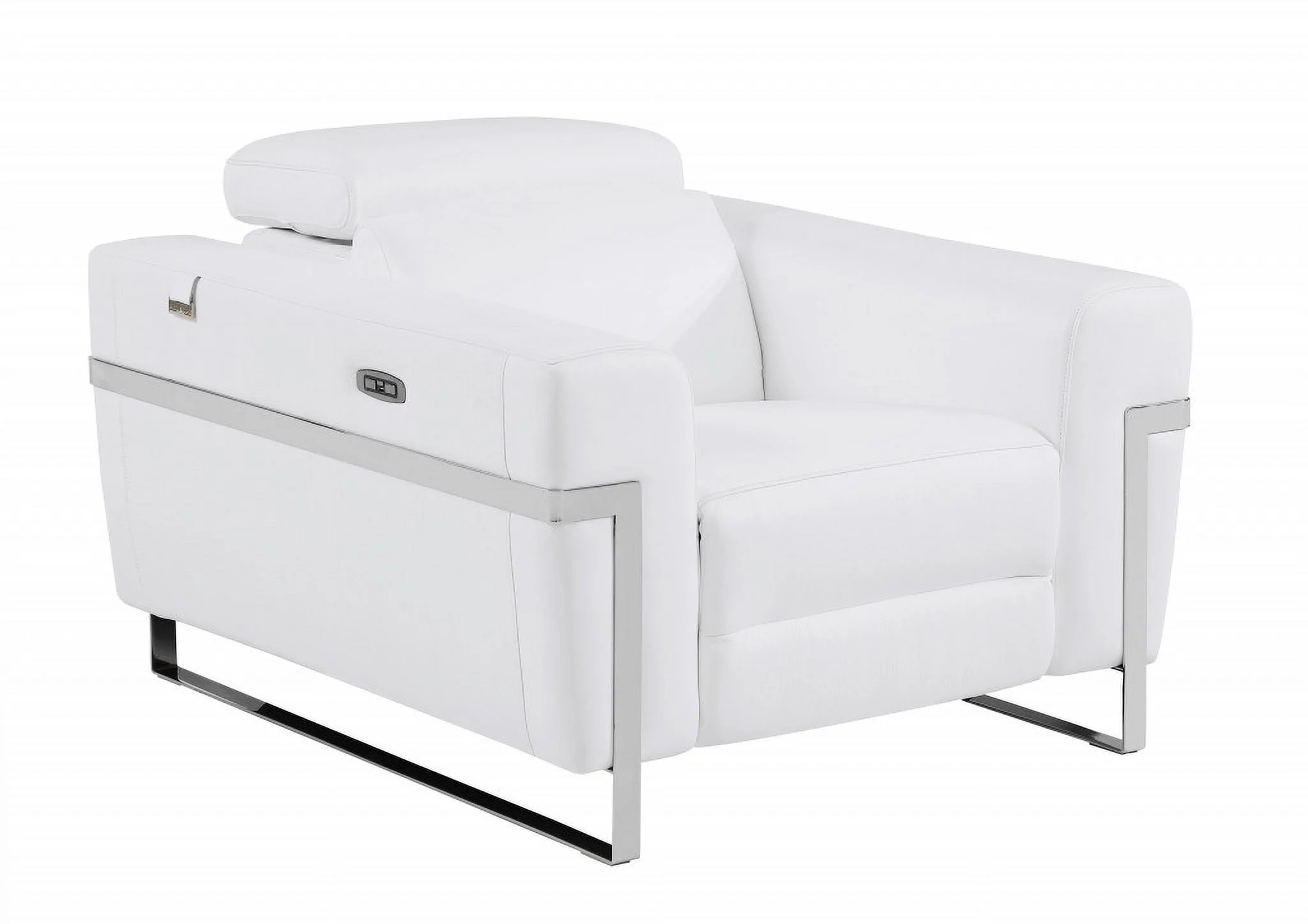 HomeRoots 482247 31 x 41.3 x 43 in. White Italian Leather Power Recliner Chair