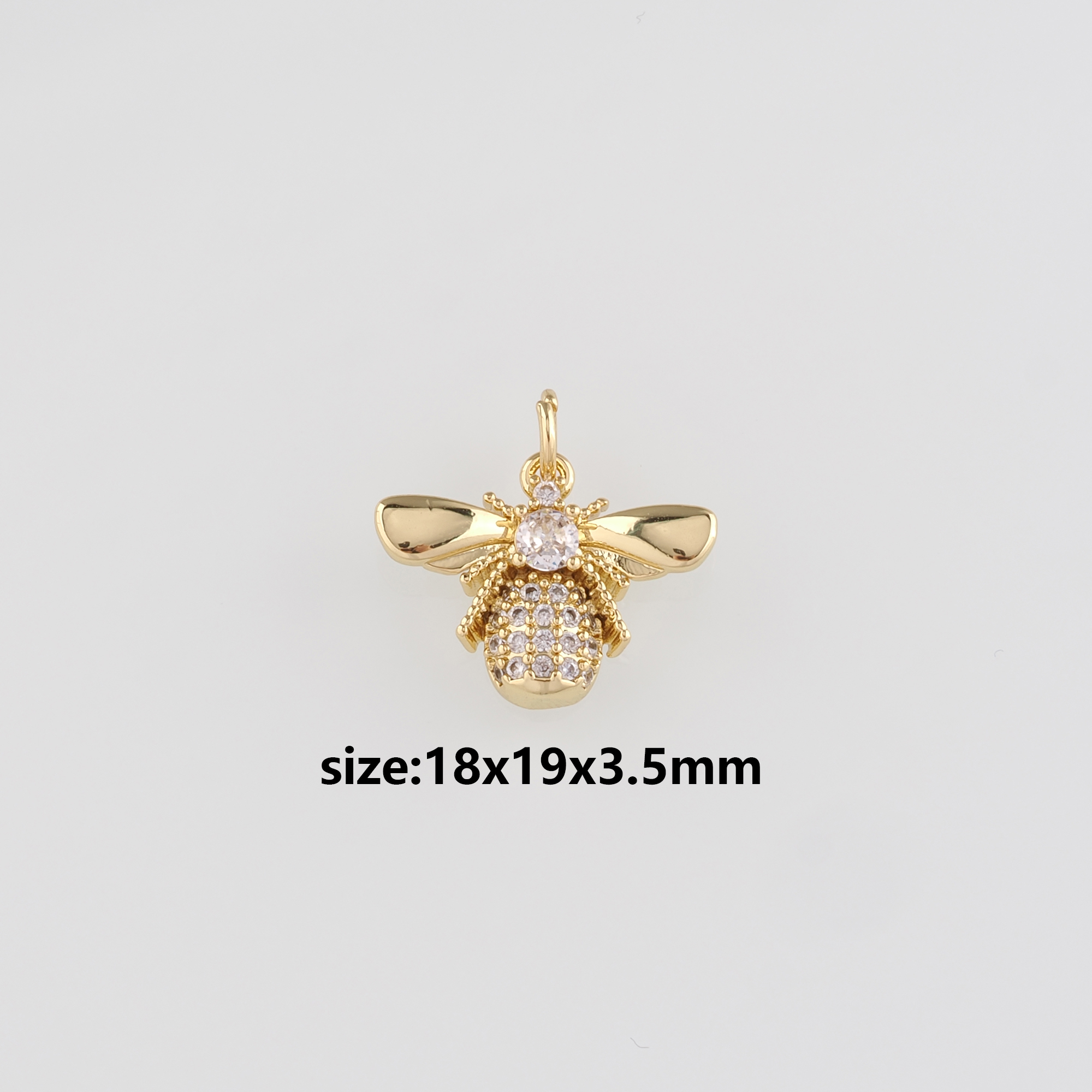 18K Gold Filled Bee Pendant,CZ Micro Pave Bee Charm Earrings Necklace for DIY Jewelry Making Supply