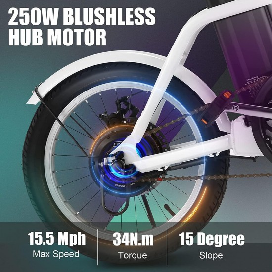 Folding Electric Bike, 16” Electric Bicycles with 8Ah Removable Battery, 15-30 Mile Range Power Assist City Ebike