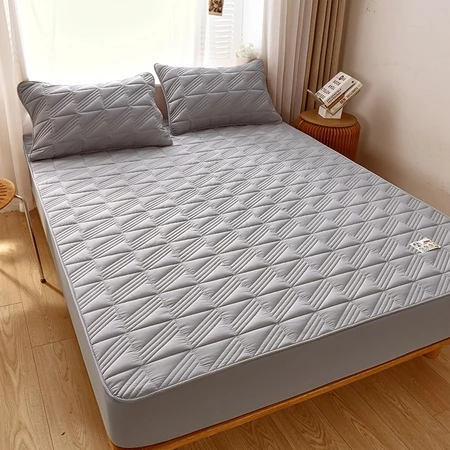 Soy Fiber Quilted Bed Sheet Soft Cadar Single/Queen/King Raw Cotton Natural Bed Sheet Mattress Protector