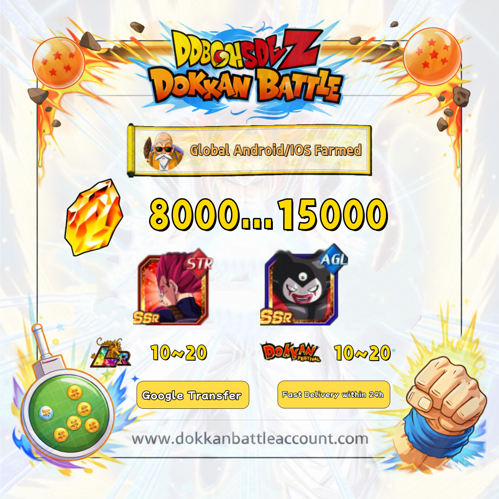 [Global] Dokkan Battle Farmed Account 14000+ DS with Third Eye Gomah and Super Saiyan God Vegeta (Ultra Supervillain) For Android and IOS