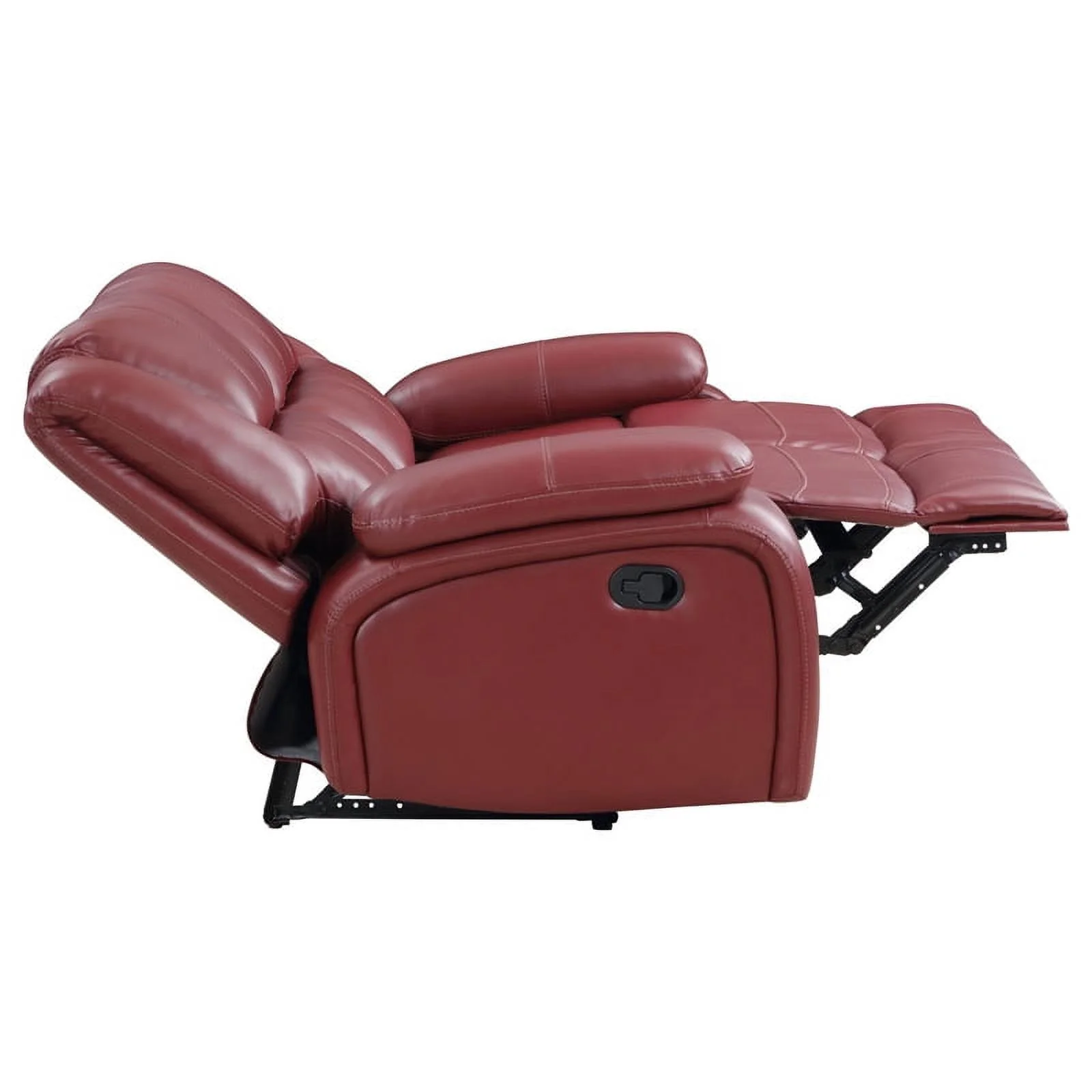Coaster Upholstered Transitional Faux Leather Motion Loveseat in Red