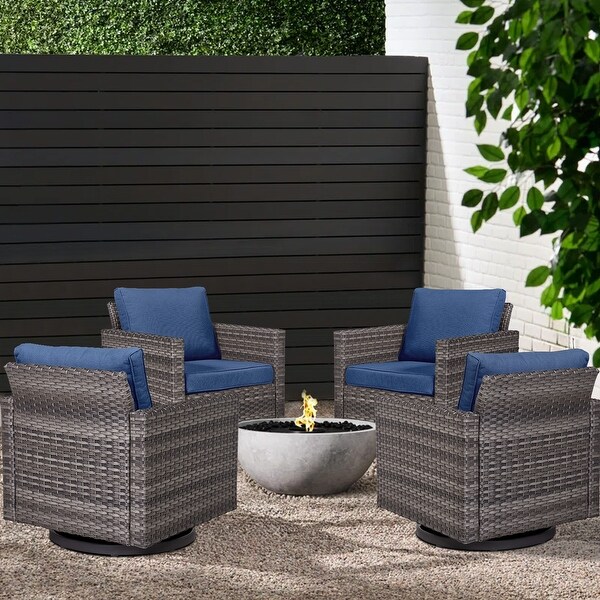 4 Pieces Outdoor Patio Swivel Chairs with Cushion