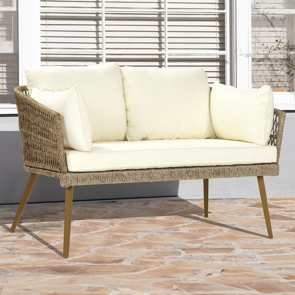 Moasis Wicker Patio Loveseat with Cushion