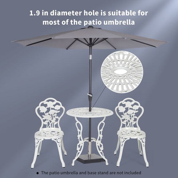 Costway 3PCS Cast Aluminum Patio Bistro Furniture Set Rose Design