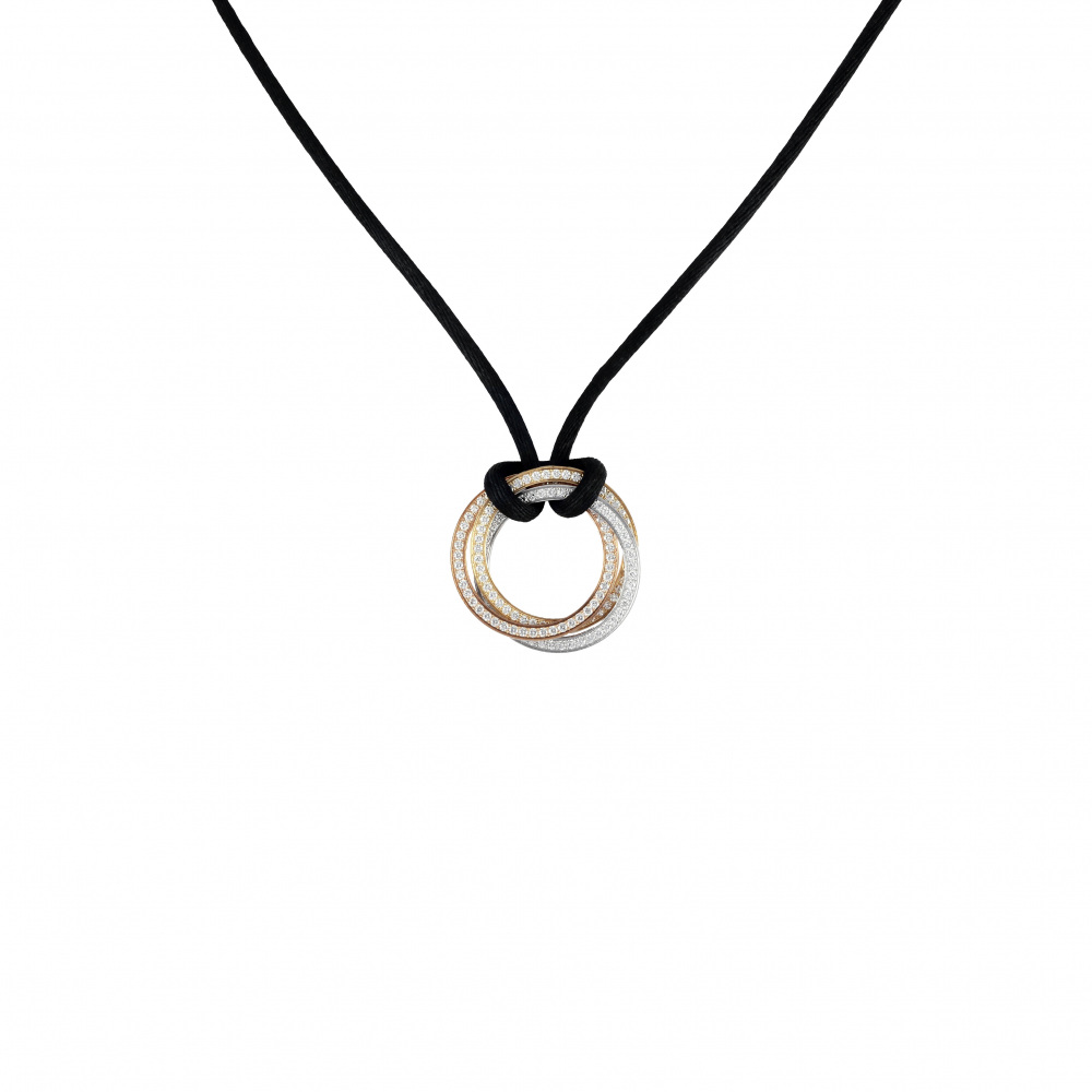 Cartier Trinity Mm Necklace Tri-Gold Diamond N3027000