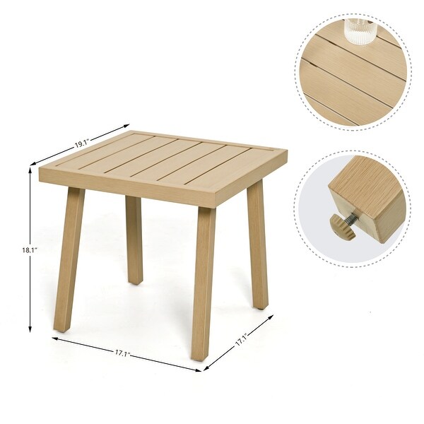 3Piece Aluminum Patio Conversation Set with End Table and Cushions