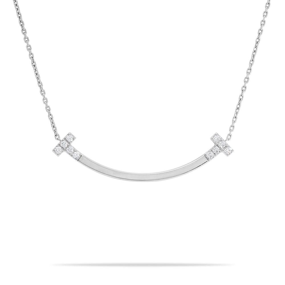 Tiffany & Co. Tiffany T Smile Necklace 18K White Gold Diamond 74957293
