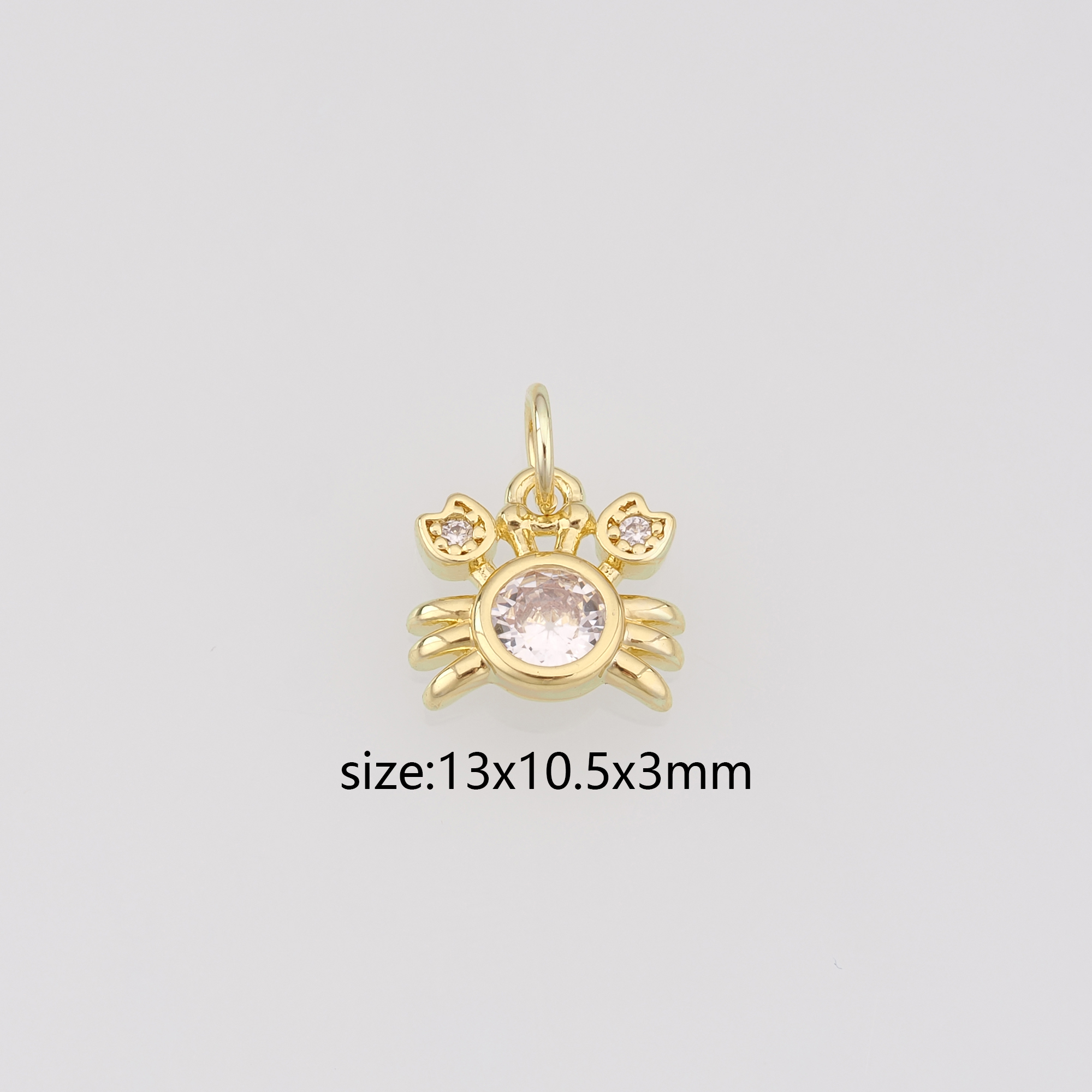 18K Gold Filled Crab Pendant,CZ Micro Pave Cancer Charm Earrings Necklace for DIY Jewelry Making Supply
