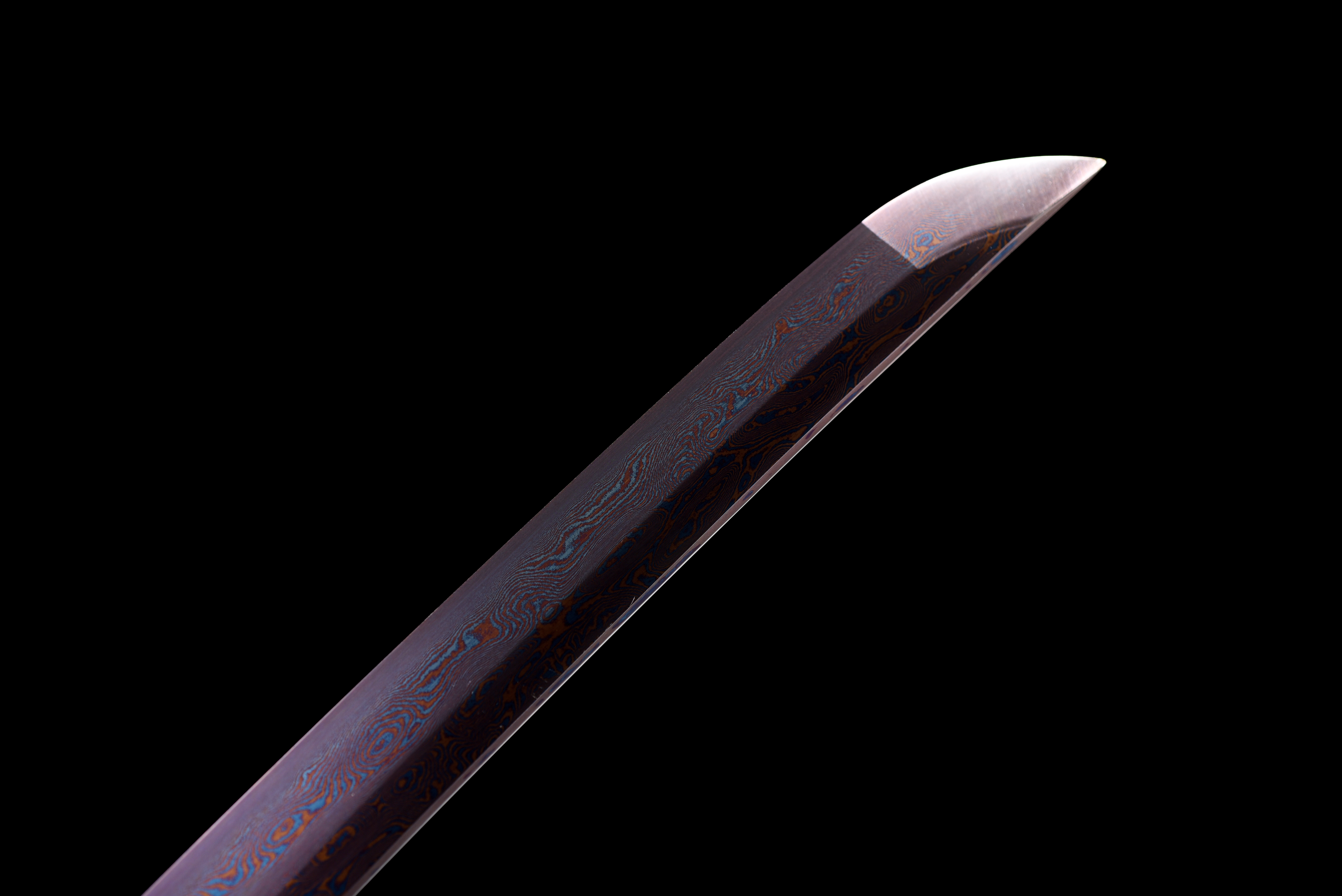 Dragon Katana – Blue Baked Damascus Steel, Full Tang