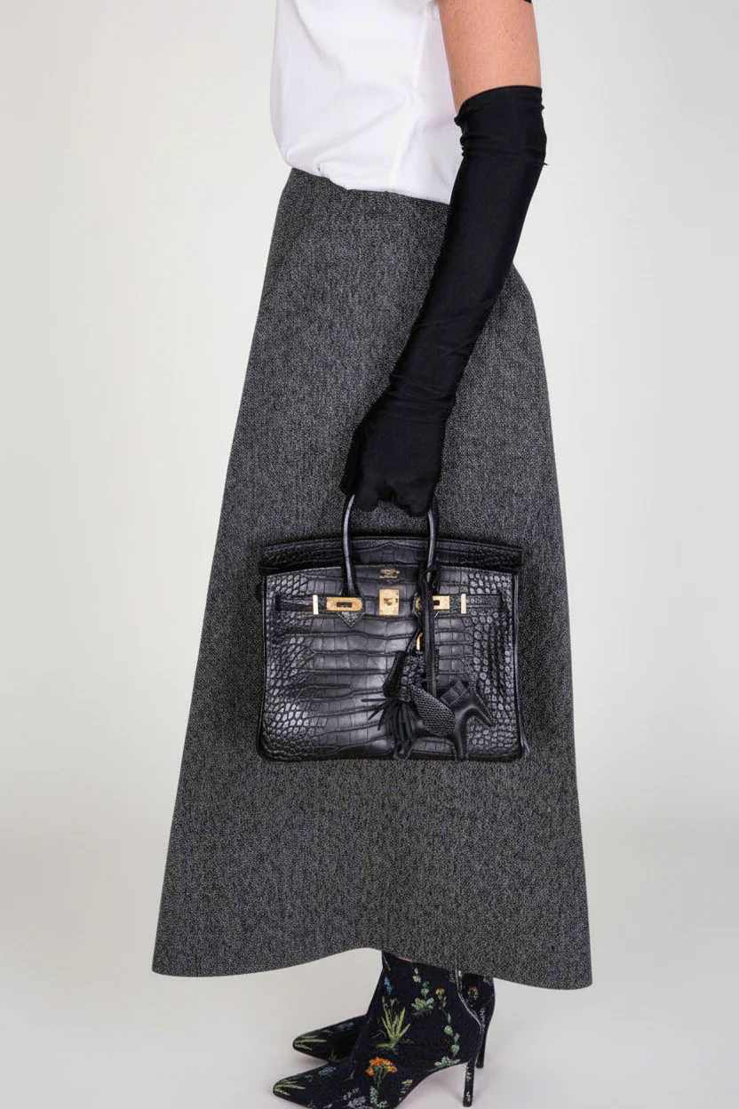 Hermès Birkin 25 Noir Matte Alligator Gold Hardware