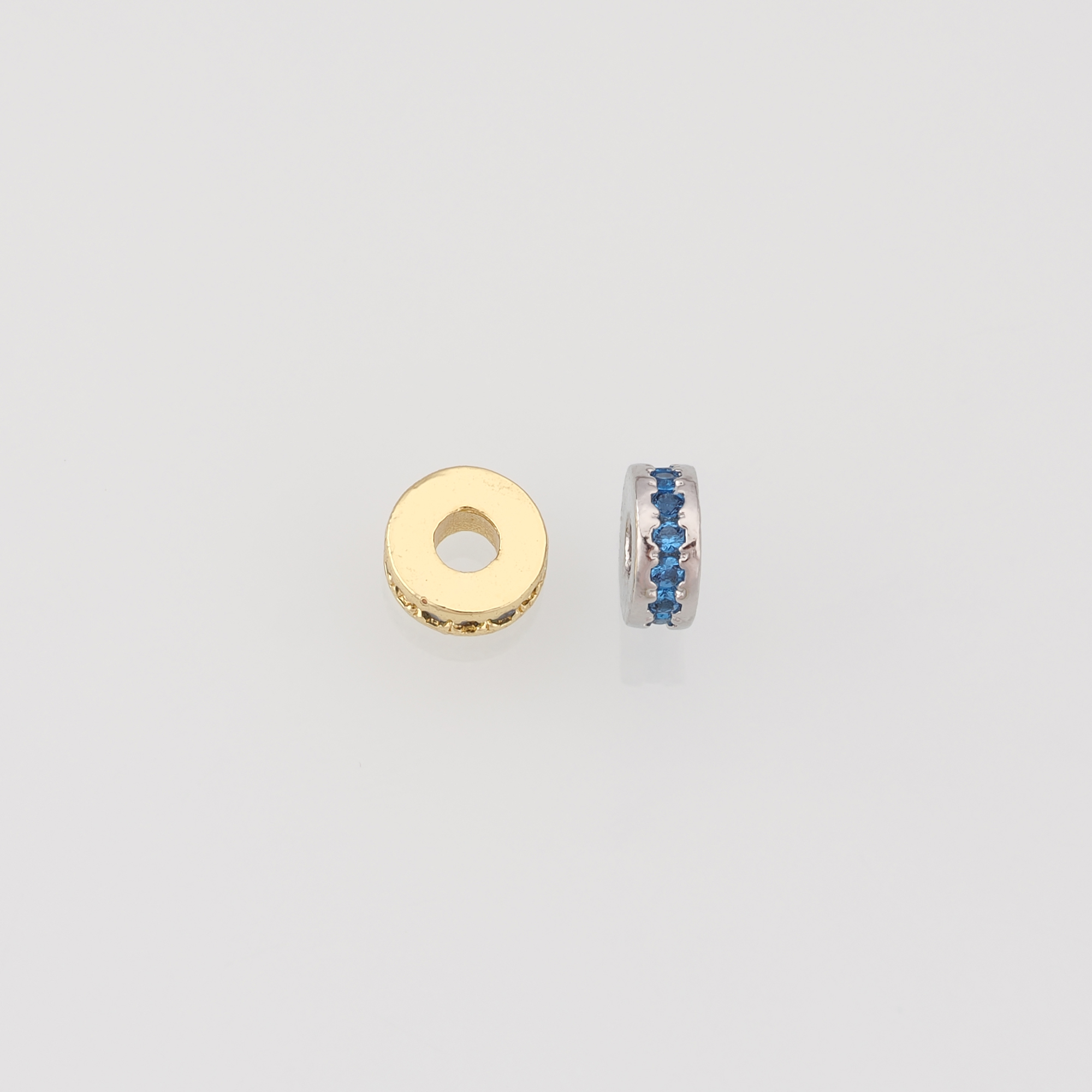18K Gold Filled Round Flat Spacer Beads,CZ Micro Pave Round Spacer Beads,DIY Jewelry Making Supply